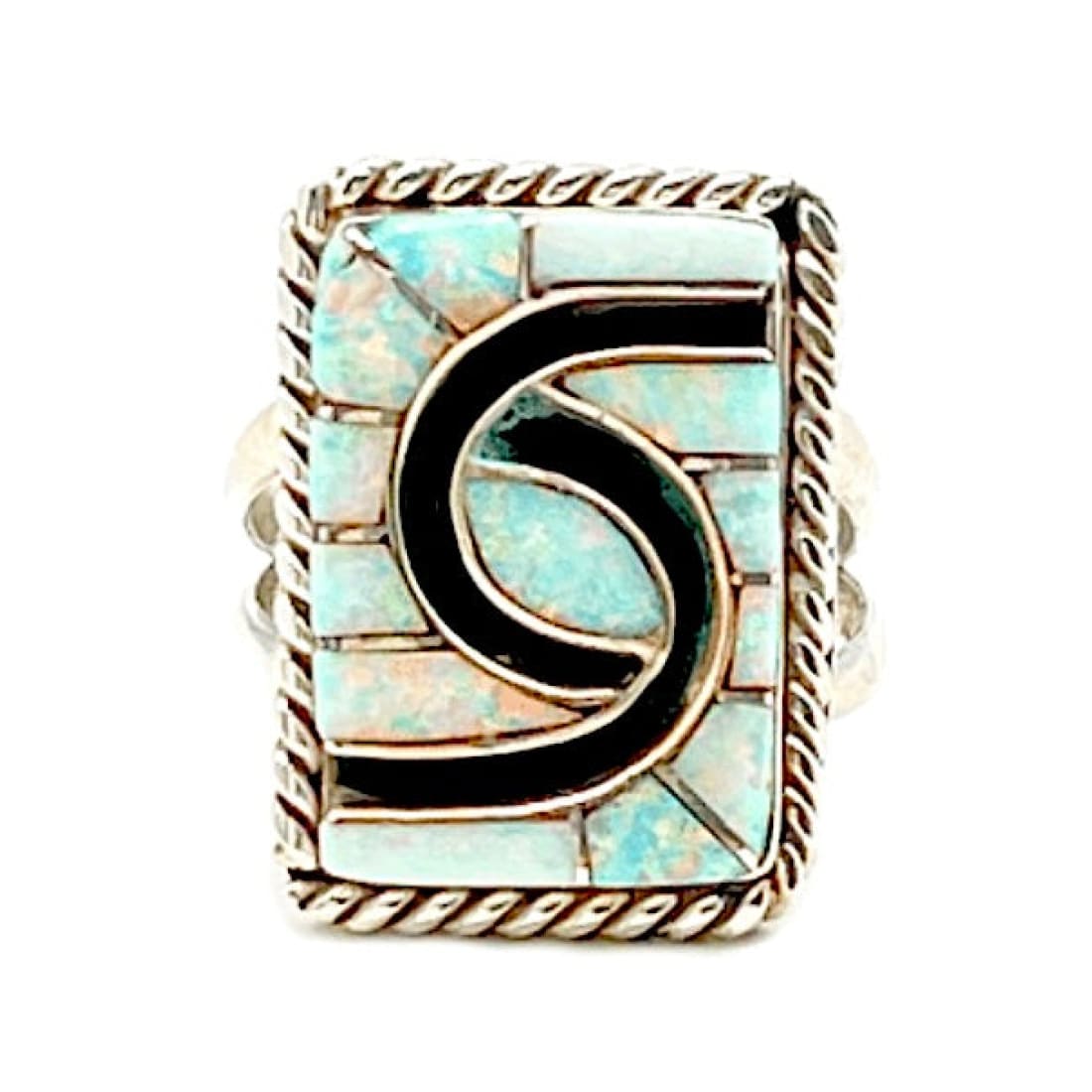 Zuni Opal Inlay Ring Size 8 Sterling Silver Amy Quandelacy Native American