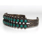 Old Pawn Zuni Snake Eye Turquoise Double Row Cuff Bracelet Sterling Silver