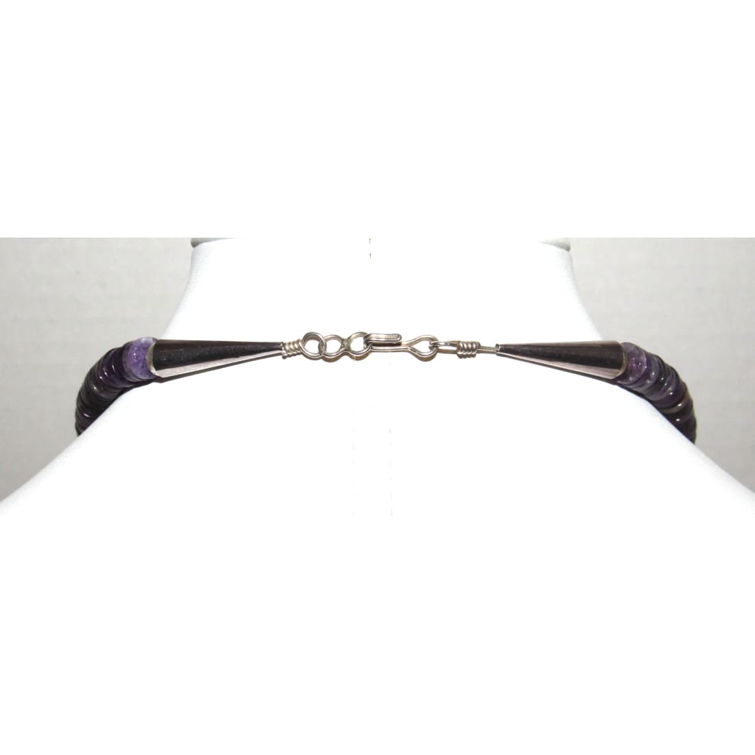 Vintage Navajo Amethyst Bead Heishi Necklace Sterling Silver