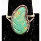 Zuni Carved Royston Turquoise Leaf Ring Size 8.5 Sterling Silver Native American