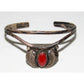 Old Pawn Navajo Coral Squash Blossom Cuff Bracelet Sterling Silver