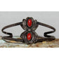 Old Pawn Navajo Coral Squash Blossom Cuff Bracelet Sterling Silver