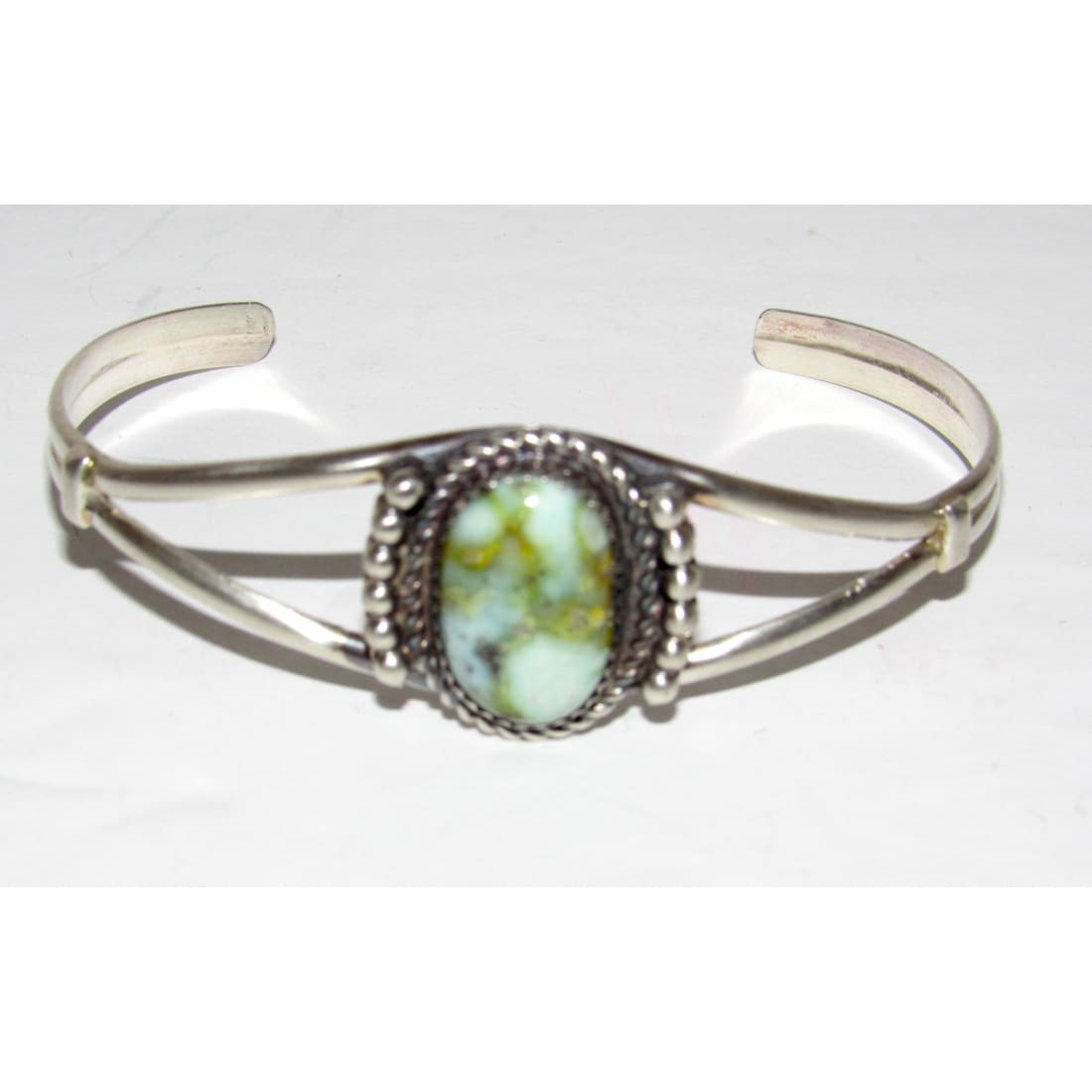 Navajo Palomino Turquoise Variscite Cuff Bracelet Sterling Silver Signed