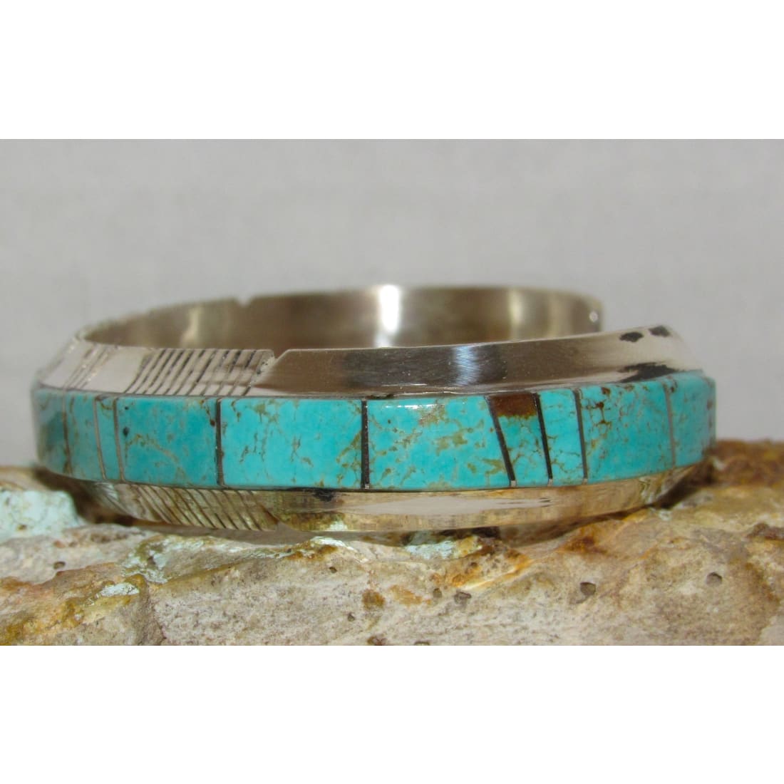 Navajo Number 8 Turquoise Inlay Cuff Bracelet Steve Francisco
