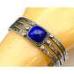 Vintage Native American Lapis Cuff Bracelet Sterling Silver Sonny Spruce Taos Pueblo