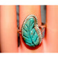 Zuni Carved Royston Turquoise Leaf Ring Size 8 Sterling Silver Native American