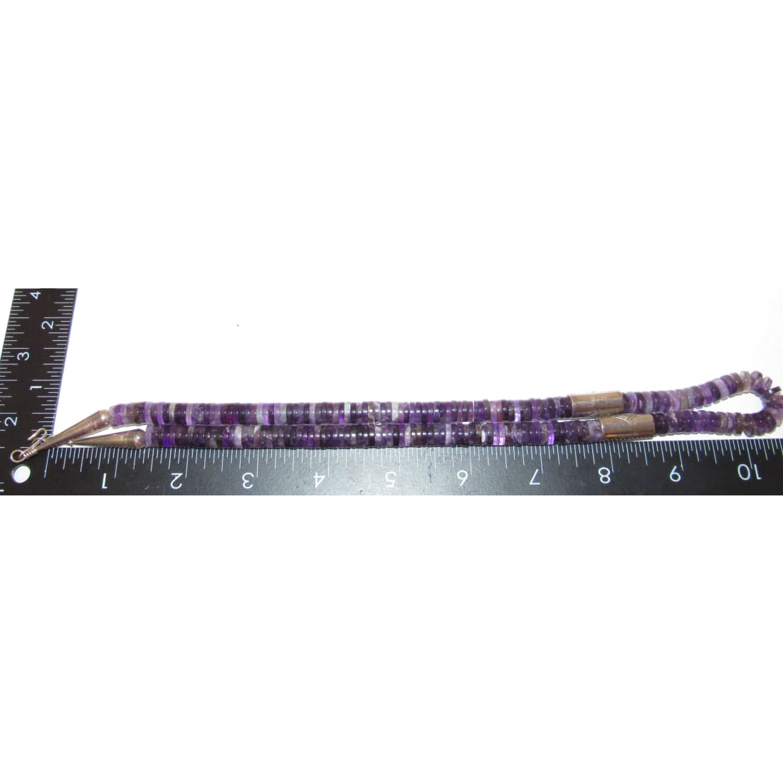 Vintage Navajo Amethyst Bead Heishi Necklace Sterling Silver