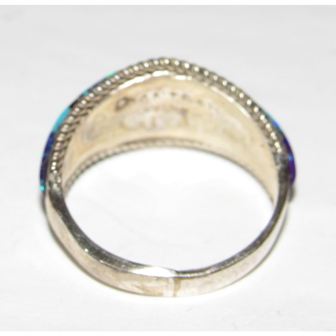 Zuni Turquoise Opal Inlay Ring Sz 8 Sterling Silver D. Luna