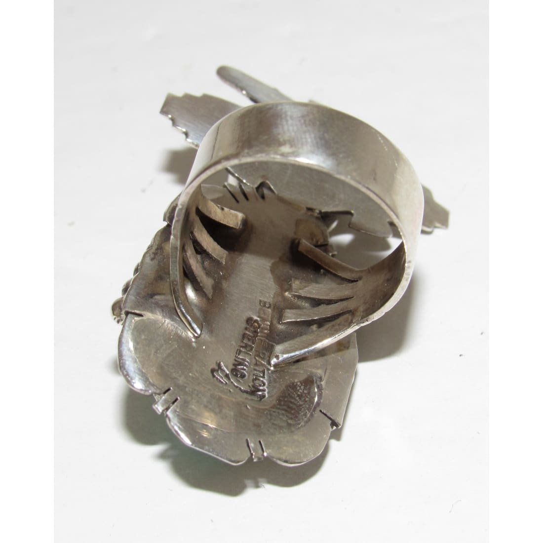 Navajo Kachina Ring Sz 8 Kingman Turquoise Sterling Bennie Ration Signed