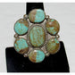 Vintage Navajo Royston Turquoise Cluster Ring Sterling Silver Sz 8 Signed