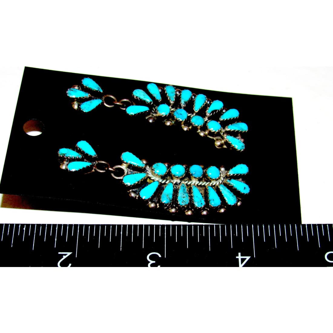 Navajo Turquoise Cluster Dangle Earrings Sterling Jeanne and Felix Tsinijinnie