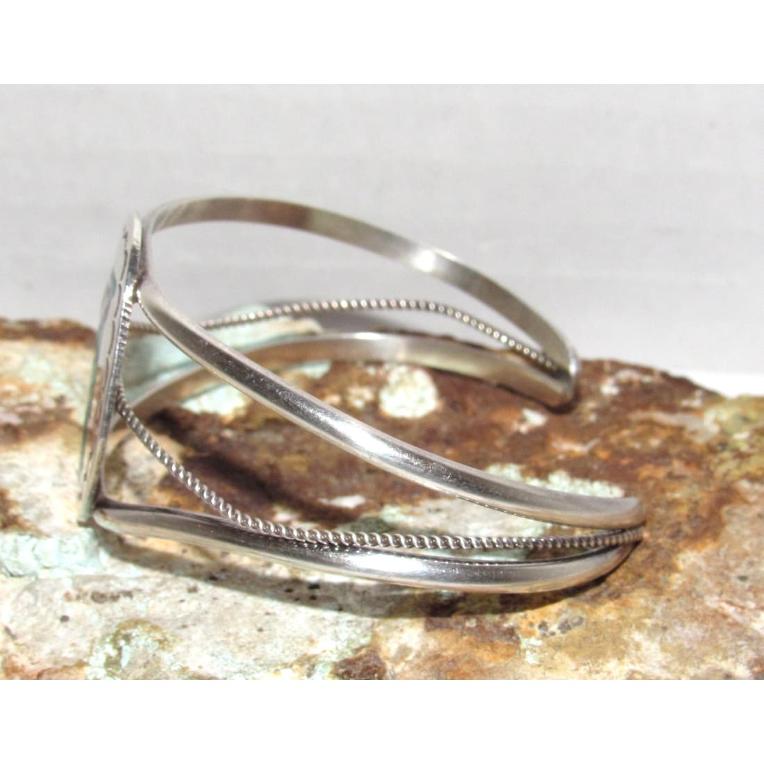 Vintage Zuni Inlay Blue Jay Cuff Bracelet Sammy & Esther Guardian Sterling Silver