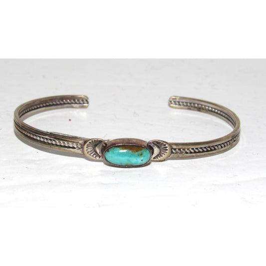 Vintage Navajo Stacker Cuff Bracelet Sterling Silver Royston Turquoise