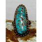 Old Pawn Navajo Cerillos Turquoise Silver Ring Size 9