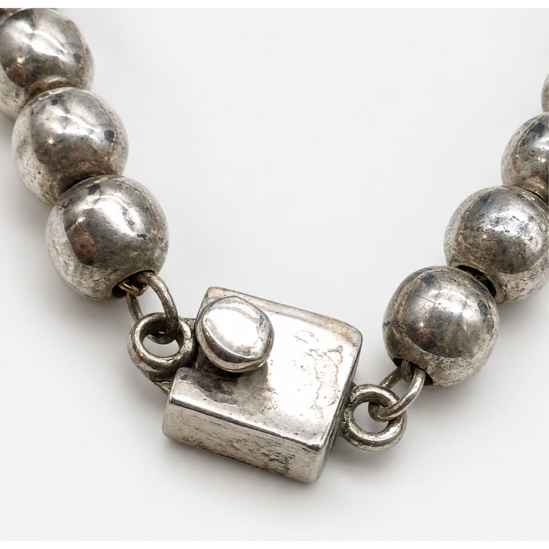 Vintage Mexico Taxco Sterling Silver Beads Necklace