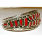 Navajo Mediterranean Coral Cuff Cluster Bracelet Sterling Silver Signed