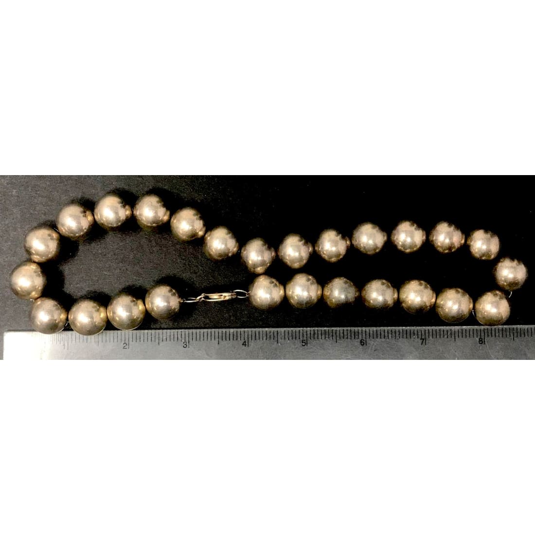Vintage Mexican Necklace Sterling Silver 16" Beaded Choker Necklace 120G