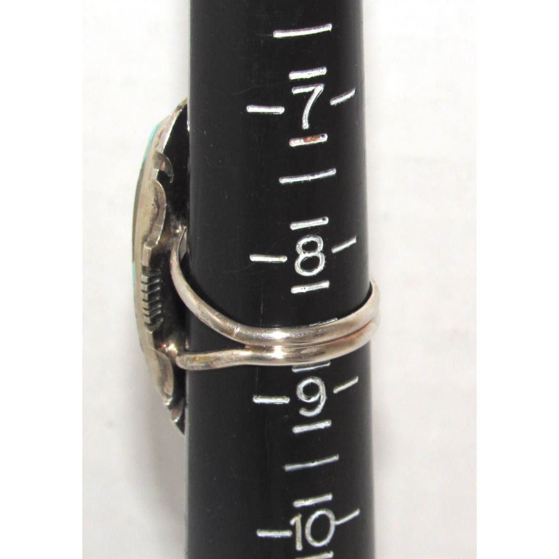 Navajo Number 8 Turquoise Inlay Ring Sz 8.5 Sterling Silver Steve Francisco