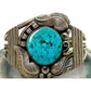 Vintage Navajo Sterling Old Mine Kingman Turquoise Statement Cuff Bracelet Old Pawn