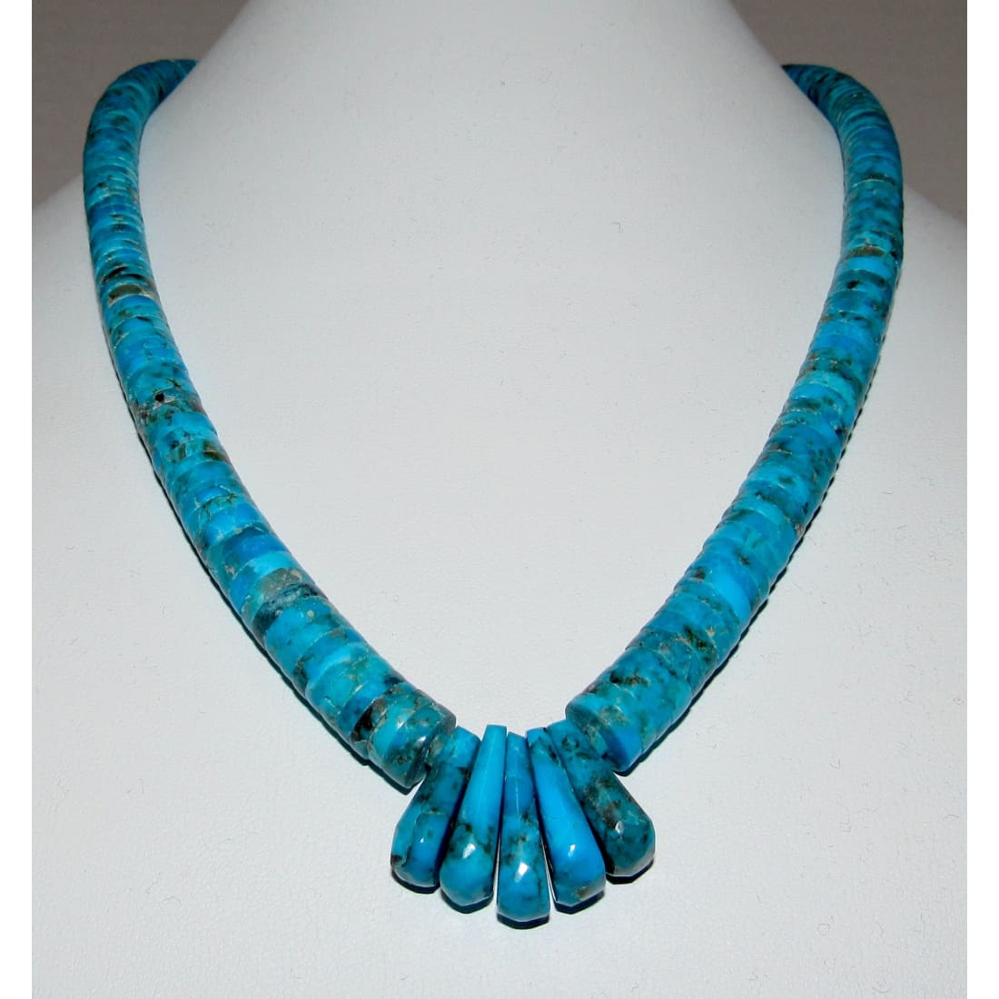 Santo Domingo Kingman Turquoise Heishi Necklace Lupe Lovato