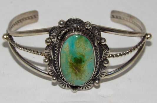 Navajo Royston Turquoise Sterling Cuff Bracelet J Begay