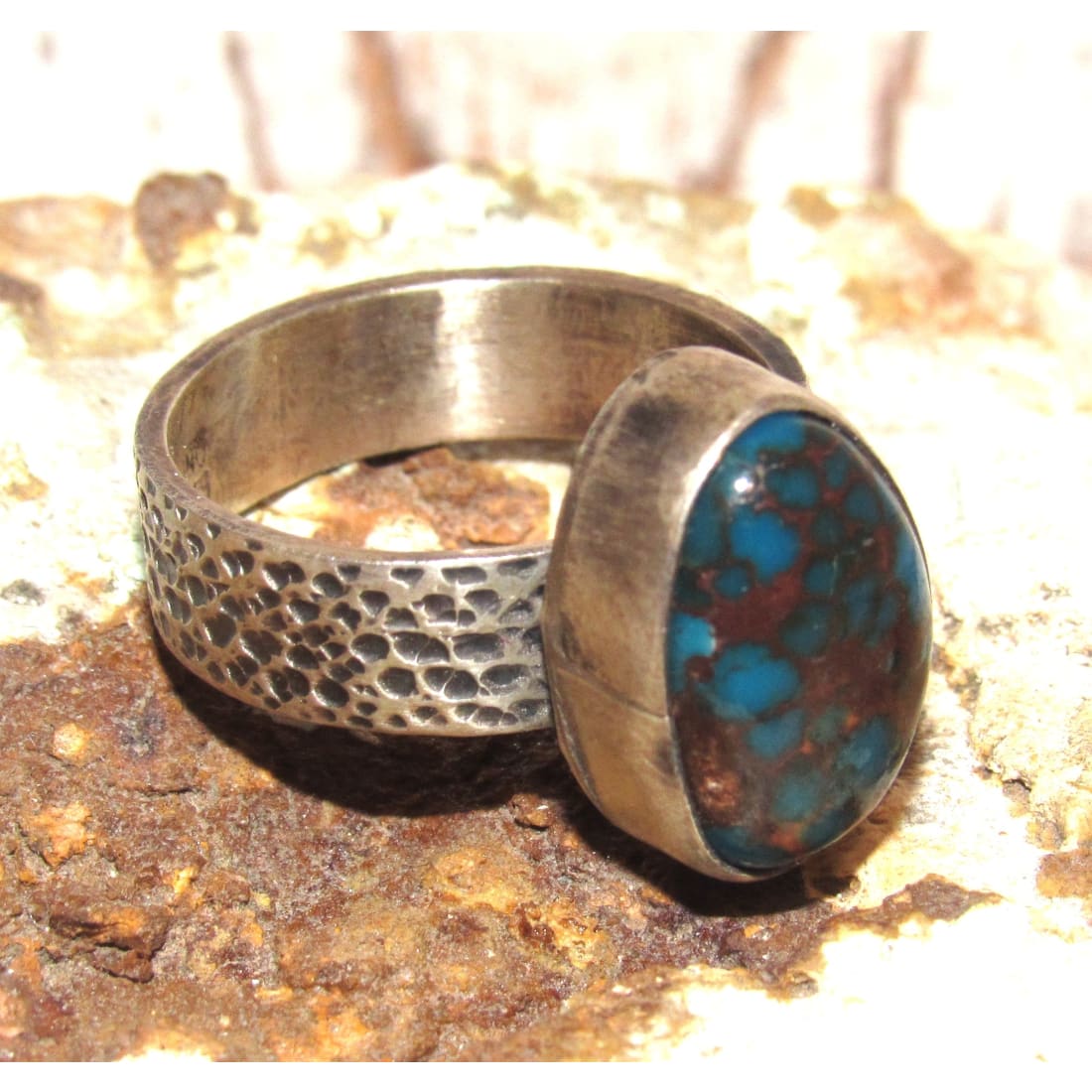 Navajo Morenci Turquoise Ring Sz 9.5 Sterling Silver Eli Skeets
