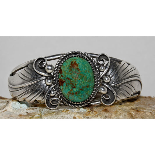 Navajo Royston Turquoise Sterling Cuff Bracelet Native American J Begay
