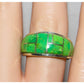 Navajo Green Gaspeite Cobble Inlay Ring Sz 7 Sterling Silver E Yazzie
