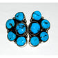 Navajo Kingman Turquoise Half Cluster Post Earrings Sterling Silver J. Yazzie