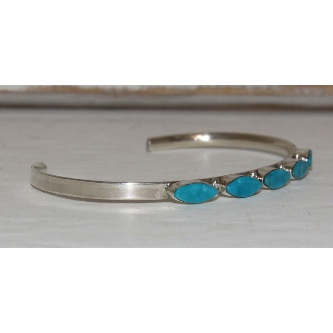 Zuni Turquoise Stacker Cuff Bracelet Sterling Silver