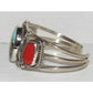 Navajo Royston Turquoise Coral Cuff Bracelet Sterling Silver J Begay