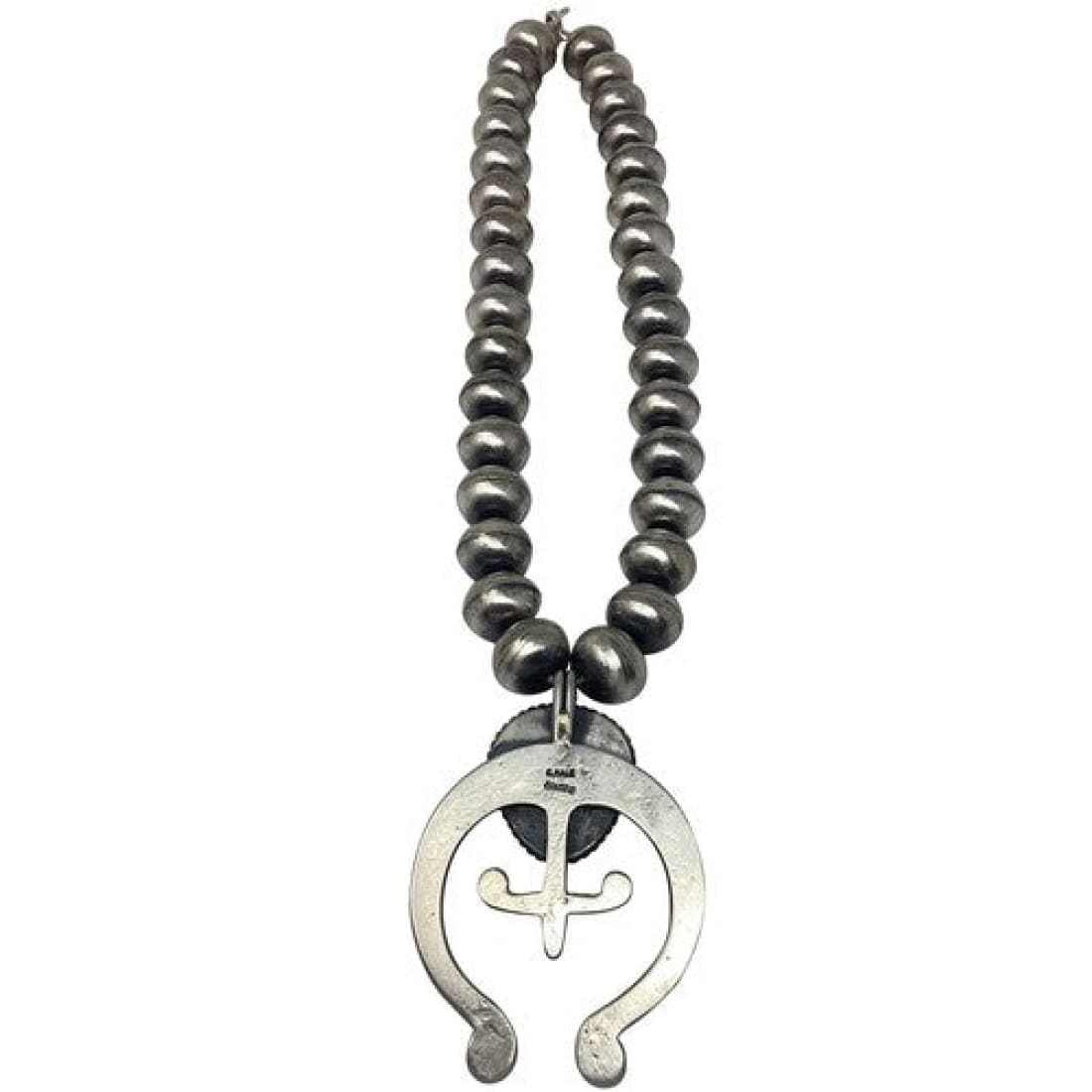 Navajo Squash Blossom Necklace E Hale Number 8 Turquoise Sterling Silver 110 G