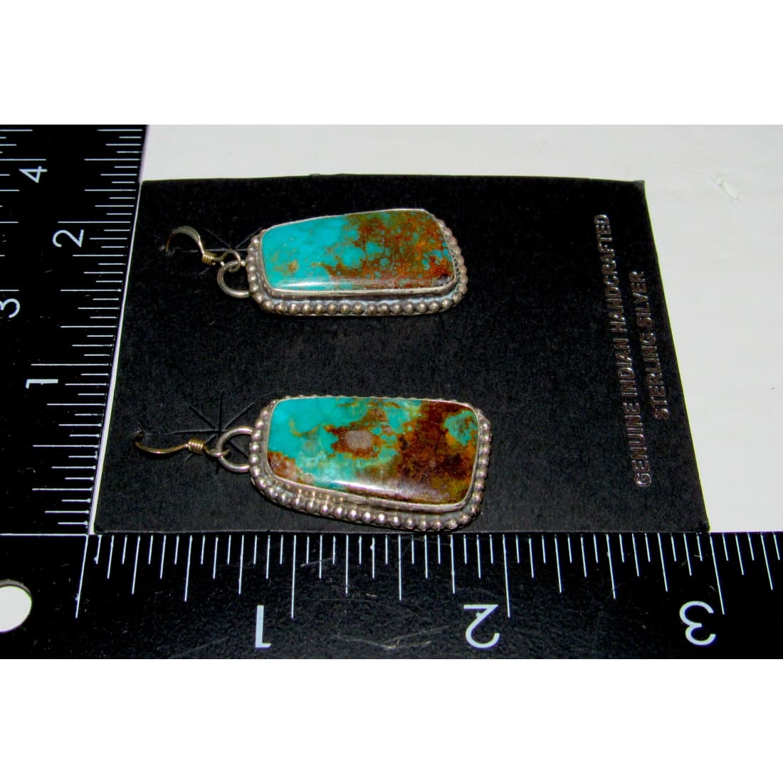 Navajo Gem Grade Royston Turquoise Dangle Earrings Sterling L Hurley