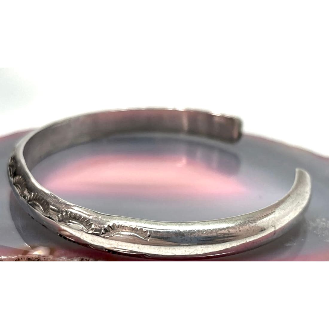 Vintage Navajo Carinated Stacker Cuff Bracelet Ingot Sterling Silver