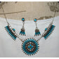 Zuni Turquoise Cluster Necklace and Earrings Set Sterling Silver