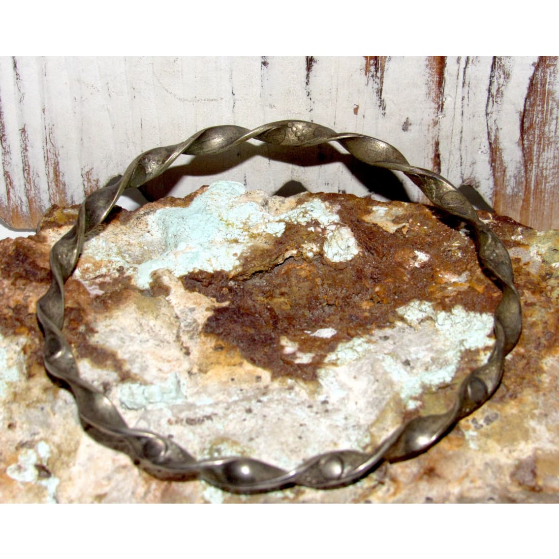 Vintage Taxco Mexico Silver Bangle Bracelet Twisted Rope Design