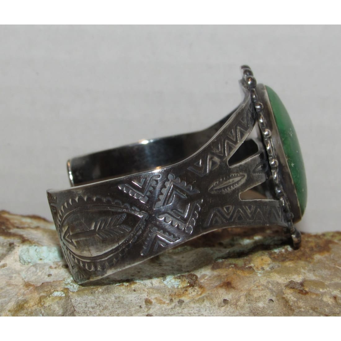 Old Pawn Navajo Cerrillos Turquoise Cuff Bracelet Ingot Sterling Silver Native 47g
