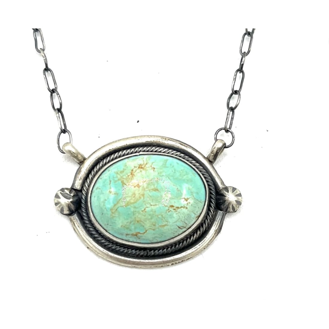 Navajo Dry Creek Turquoise Bar Necklace Sterling Silver S. Skeets