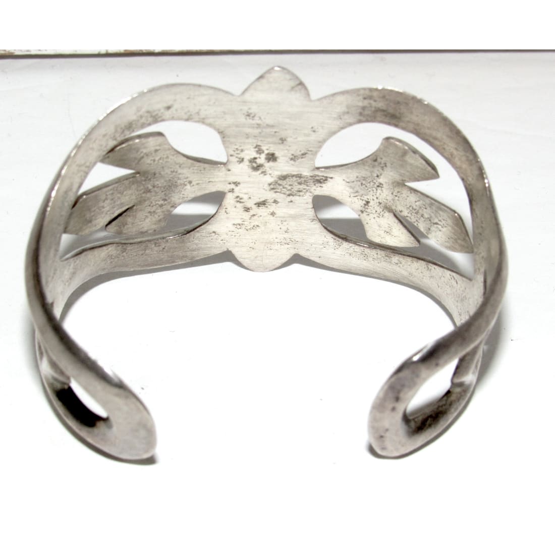 Early Navajo Sterling Silver Sand Cast Cuff Bracelet Vintage