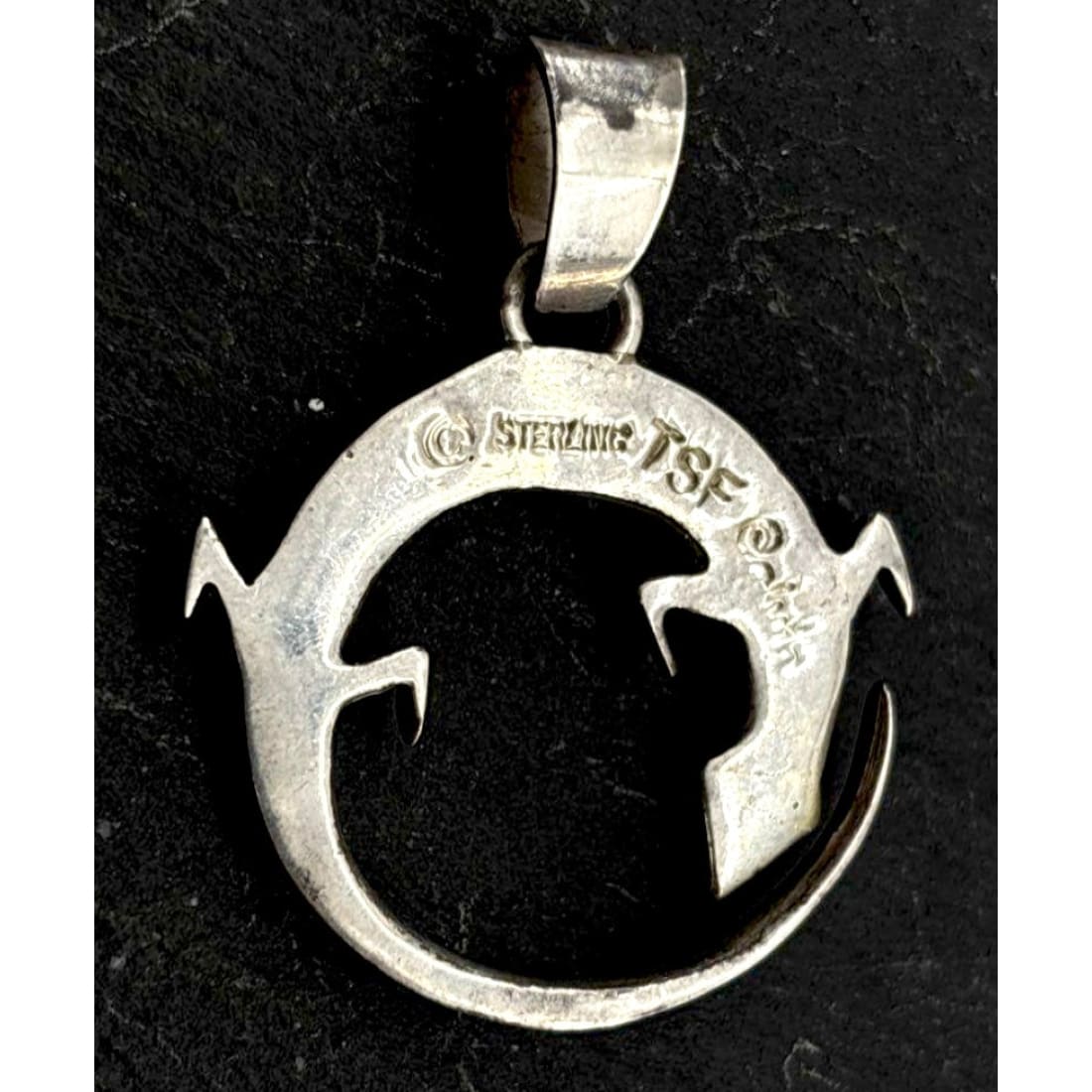 Navajo Calvin Begay Inlay Lizard Pendant Sterling Silver Touch of Santa Fe TSF
