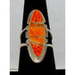 Navajo Orange Spiny Inlay Ring Sz 7 Sterling Silver E. Yazzie