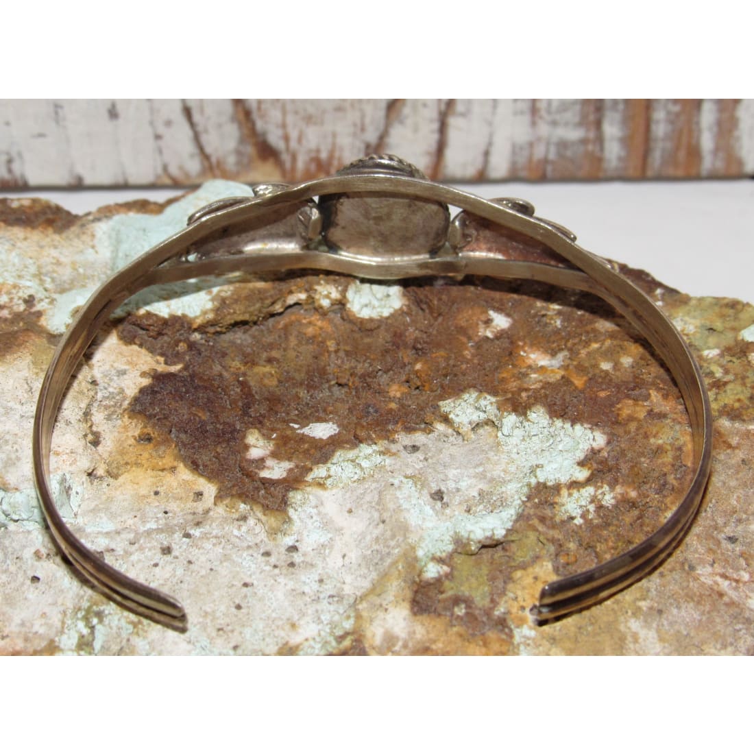 Navajo Turquoise Cuff Bracelet Sterling Silver Blossom Design