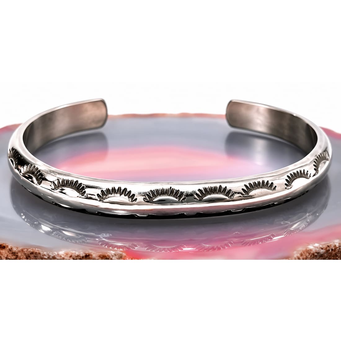 Vintage Navajo Carinated Stacker Cuff Bracelet Ingot Sterling Silver
