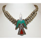 Old Pawn Navajo Peyote Bird Navajo Pearls Necklace W. Singer Sterling Turquoise