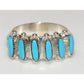 Zuni Sleeping Beauty Turquoise Ring Sz 7.5 Petite Point Design Sterling Silver