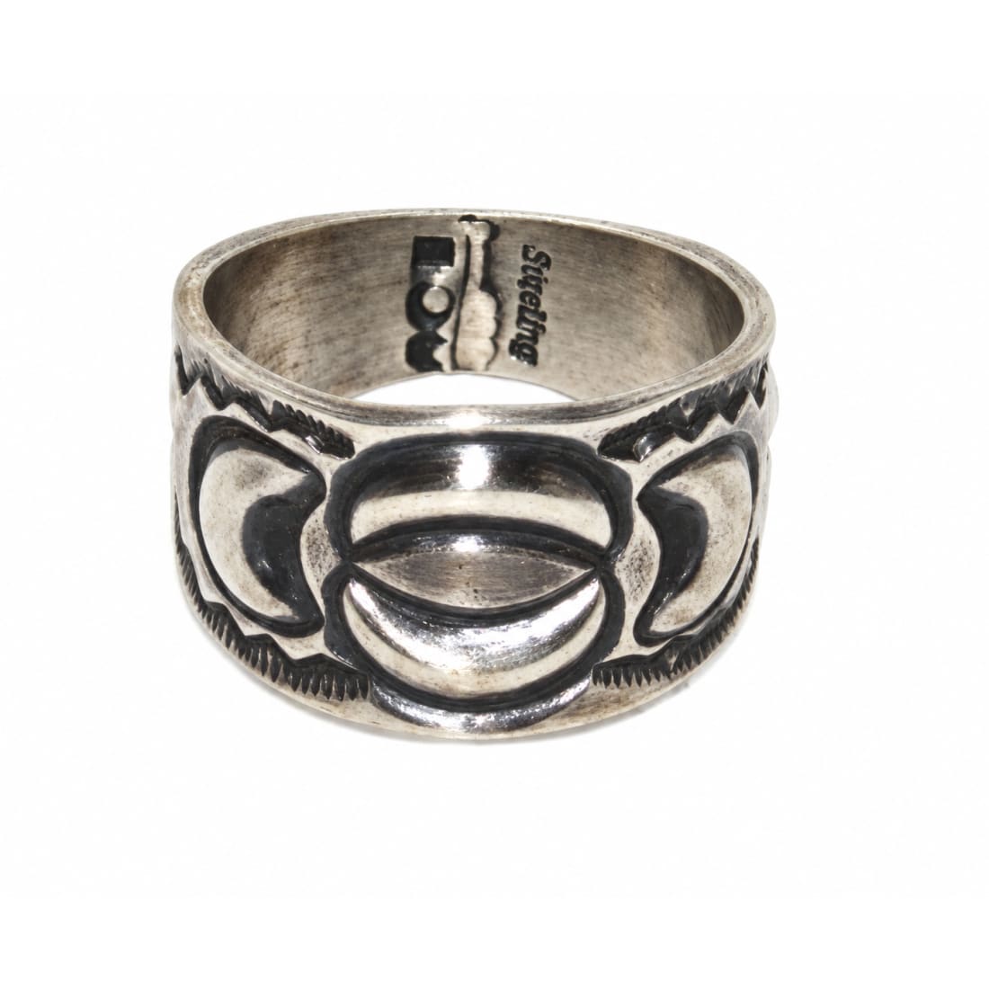 Navajo Martha Cayatineto Men Ring Size 11 Sterling Silver Band Native