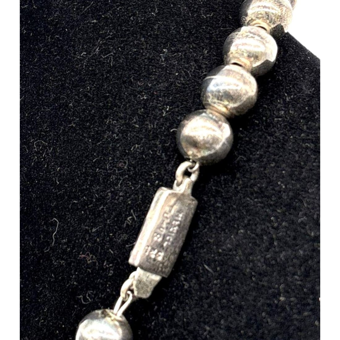 Vintage Mexican Taxco Sterling Silver Beaded Necklace