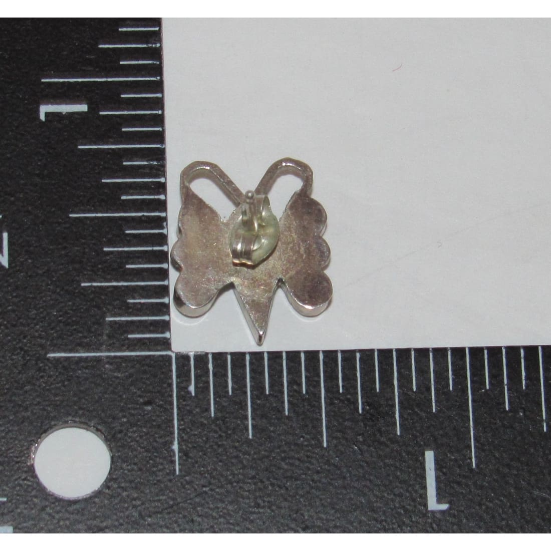 Vintage Zuni Inlay Butterfly Post Earrings Sterling Silver Native American