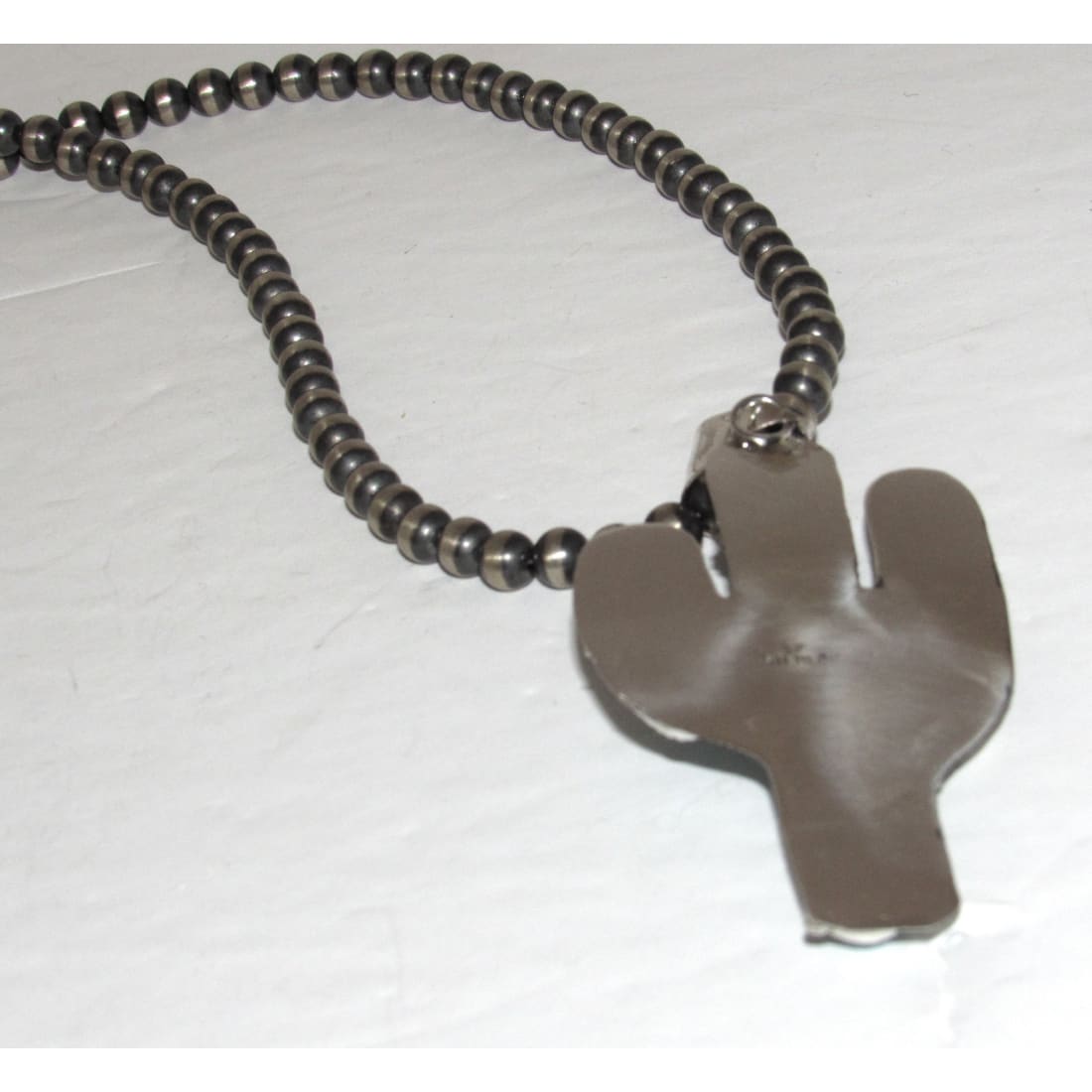 Navajo Kingman Turquoise Cactus Pendant Sterling Navajo Pearls