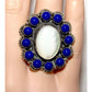 Navajo Mother of Pearl Ring Lapis Lazuli Cluster Ring Size 8.5 Sterling Silver
